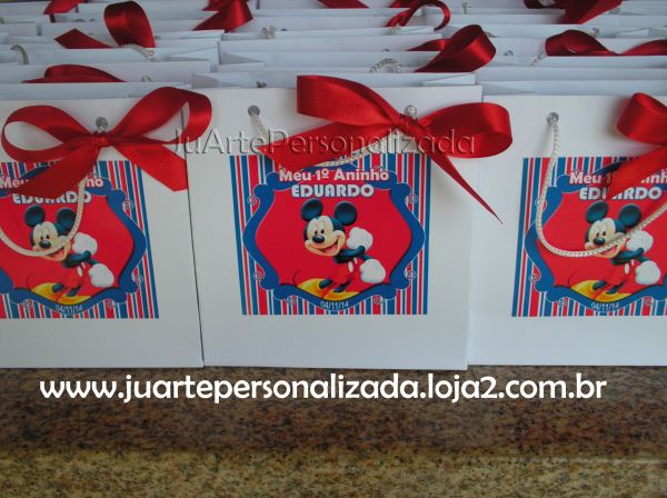 Sacolinha Personalizada Mickey Mouse - com fita